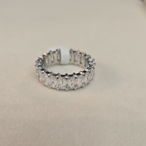 Elegant Silver Gold Filled Eternity Sz 8 Women's Ring